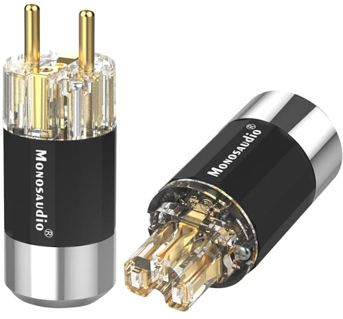 Monosaudio Par HiFi-skyddskontakter + IEC C15-anslutning avancerad kallmaskin kontakt 16A 250V audiofil kontakt (guldpläterad, E109G/F109G)