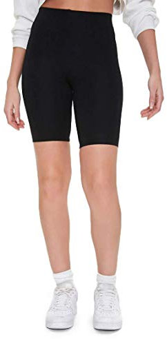 ELF KUCKUCK Kurze Leggings Damen Radlerhose Sporthose Kurz Sommer Shorts Baumwolle Schwarz, One Size
