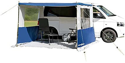Brunner Sunny Van Roof Sidewall Set 2 Seitenwände für Markise, Sonnenschutz für Minibus und Vans, Seitenwände mit großen transparenten Fenstern, 240 x 200 cm, weiß/blau
