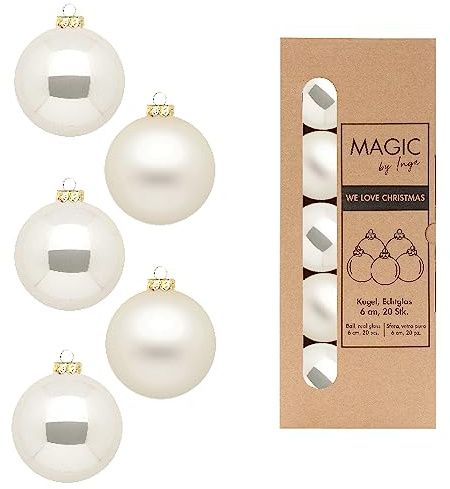 Weihnachtskugeln Glas 6cm x 20 Stück in Kartonbox Christbaumkugeln Set Champagner