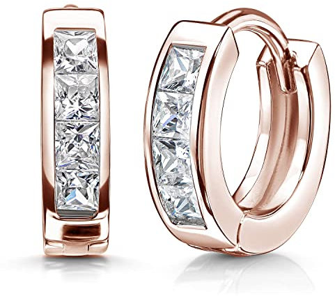 Materia Rosegold Creolen Damen 925 Silber vergoldet mit Zirkonia SO-453-Rose