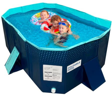 INDUSTEX - Piscina pieghevole Foldable Pool, Piscina per bambini, Piscina per cani portatile, Vasca, Piscina giocattolo, Animali domestici di medie, 348L (130x90x45cm)