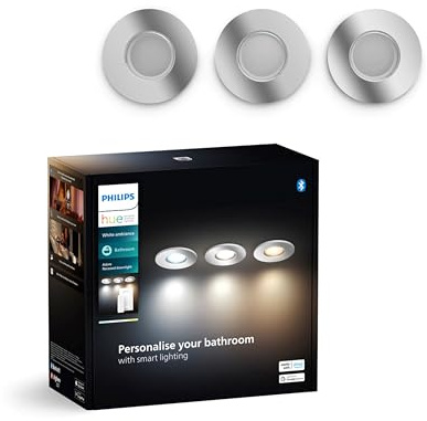 Philips Hue White Ambiance Adore recessed Spot, 3 Pack, Round, Aluminium, New Generation