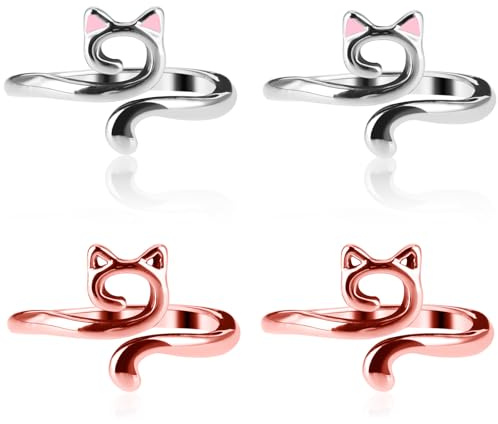 YUXIANLB Anneau de crochet pour doigts en métal ouvert - Anneaux de crochet réglables et tressés plus rapides - Accessoires (2 or rose, 2 argent et rose)