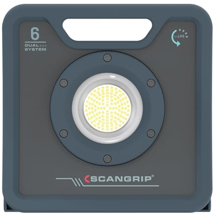 Scangrip Nova 6K C+R Foco LED de Trabajo Recargable | 6000 Lúmenes, Dual System con Cable y Batería, IP67 Resistente al Agua y Polvo