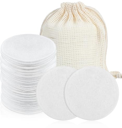 Classicseali 31 almohadillas desmaquillantes reutilizables, redondas, lavables, con bolsillo de malla, almohadillas de algodón suave, lavables para todos los tipos de piel, limpieza facial y cuidado