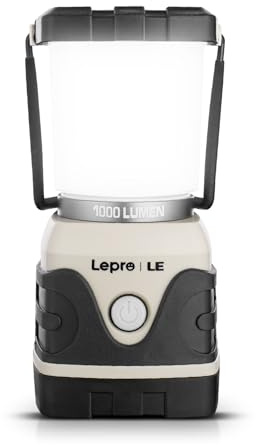LE Camping Lantern Battery Powered, 1000lm Camping Light, Warm & Cool Lamp | Super Bright Dimmable Tent Light, Emergency Battery Lantern for Power Cuts, Ideal for Hiking, Fishing, D Batteries Required