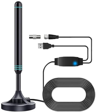 4K/1080P Bärbar HD TV-antenn Med Signalförstärkare 480+ Miles Inomhus- Och Utomhusantenn Magnetisk Bas For DVB-T2 TV HDTV Bredare täckning(Built-in Signal Amp)