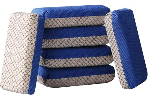 K-STH (6 Pack) Microfiber Mesh Bug And Tar Car Wash Sponge, Two-Sided Mesh Surface, Effective in Removing Stubborn Stains, Non-Scratch, Inner High-Density Sponge, Efficiently Absorbs Water