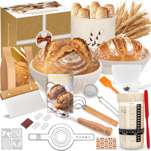 Cestino Lievitazione Pane Set,Rattan Naturale Cestini Lievitazione Pane Ovale da 23 cm e Rotondo da 25 cm per Adatto a Principianti ed Entusiasti Della Pasticceria