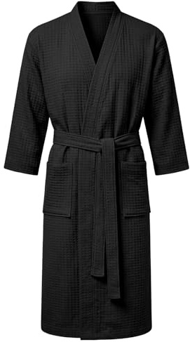 AUYAO Waffle Bathrobes Unisex Bath Towel Body Wrap Lightweight Dressing Gowns Shower Bath Wrap Towel Spa Hotel Waffle Robe Textured Loungewear Housecoat Towel Skirt with Pockets