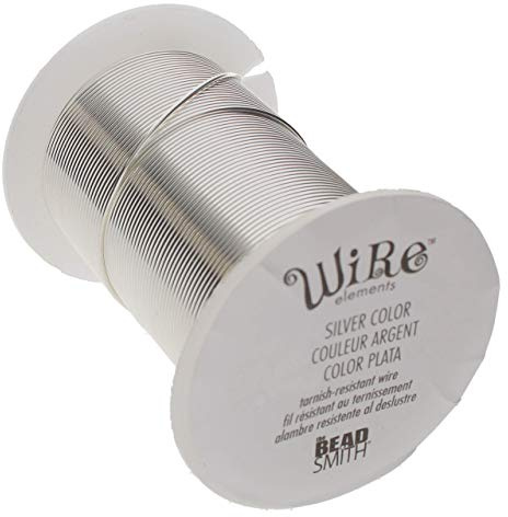 The Beadsmith Wire Elements 22-Gauge Lacquered Tarnish-Resistant Copper Wire for Jewelry Making, 20 Yards, 27.43 Meter Spool (Silver Color)