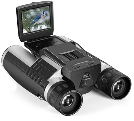 Camonity 5M 2 LCD 32GB Digital Binocular with Camera 12X32 Video Photo Recorder Camcorder for Bird Watching Football Game Concert