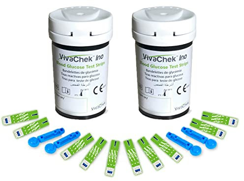 VivaChek Diabetes Strips x 100 & Diabetes Lancets x 100, Auto-Code Blood Glucose Test Strips, Blood Suger Test Strips for UK Diabetics (VivaChek Ino X Only)