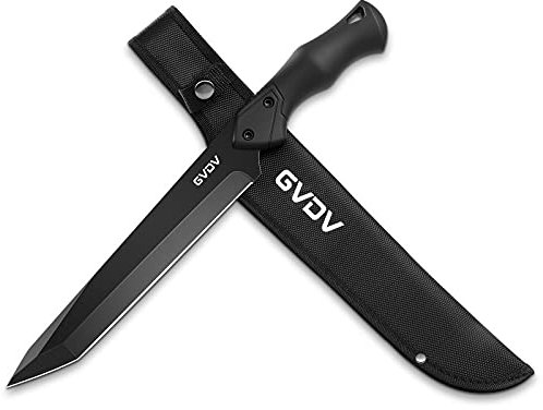 GVDV Cuchillo de Hoja Fija con Funda, Cuchillo de Caza en Forma Tanto para Supervivencia, Acampar, Caza