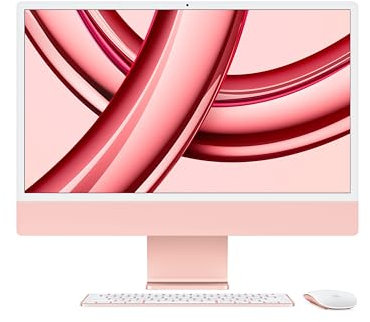 Apple 2023 iMac All-in-One Desktop-Computer mit M3 Chip: 8-Core CPU, 8-Core GPU, 24 4.5K Retina Display, 8 GB gemeinsamer Arbeitsspeicher, 256 GB SSD Speicher, passendes Zubehör. Rosé