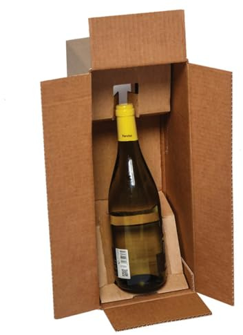 Blasetti - Lot de 20 boîtes pour l'expédition de bouteilles - Emballage pour vin, champagne et liqueur - Boîte de 1 bouteilles en carton kraft, format 386x152x159 mm.