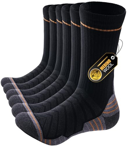 Alaplus Mens Thermal Socks Womens Merino Wool Socks Thick Warm Winter Socks Cushioned Crew Socks for Work Hiking Walking Skiing Running and Outdoor Sports, 3 Pairs