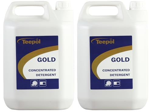 Teepol Gold Concentrated Detergent - Dishwashing Liquid 2x5L - Dish Soap & Floor Cleaner, Multi Surface Cleaner for Oil, Dirt, Grease Removal - PH-Neutral Washing Up Liquid for Home & Business