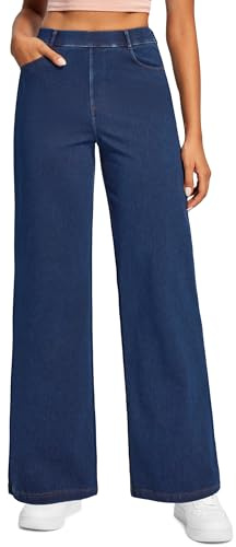 Wide Leg Jeans for Women Stretchy Pull On Sweatpant Jeans Women Casual