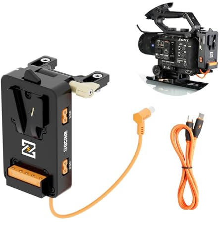 ZGCINE VM-VP5 V Mount Battery Plate for Sony FX6 Camera, with DC (Regulated 19.5V), USB-C, D-TAP Output; Rotating Bracket; Allows Hot Swapping for Uninterrupted Video Shooting