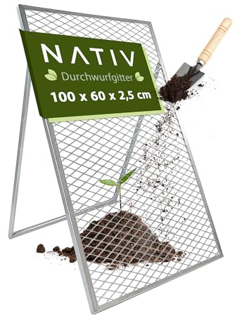 Lemodo Durchwurfsieb 100x60 cm, Gitter mit Maschenweite 40x25 mm verzinkt, stabiles Gartensieb wetterfest, Siebrahmen für Erde Kies Kompost Sand Gartenbau, Robustes Schüttelsieb vormontiert