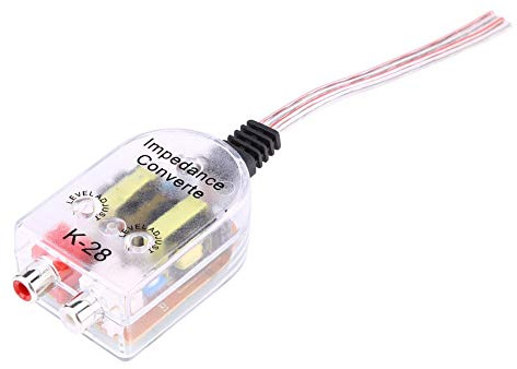 Sustvita Impedance Converter Adapter, hög till låg ljudkonverterare, billjudlinje ut omvandlare för förbättrad signalkvalitet
