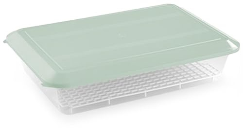 ANTIHUMEDADES Pack 3 Bandejas para descongelar alimentos 4,2L - Tapa Verde - Rejilla anti-goteo Sin BPA's (36 x 24 x 8,5cm) Restaurantes, cocinas, hostelería, catering