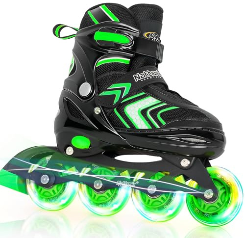 Nattork Kids Adjustable Inline Skates with Light Up Wheels, Roller Skates for Boys Girls Youth, for Boys & Girls Ages 4-16, Fun Birthday