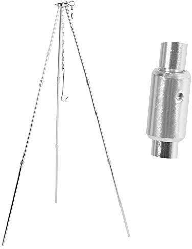 Xiuganpo Trípode Duro para Parrilla Colgante de Alúmina con Accesorio de Utensilios de Cocina para Campamento con Control de Altura para Grupos