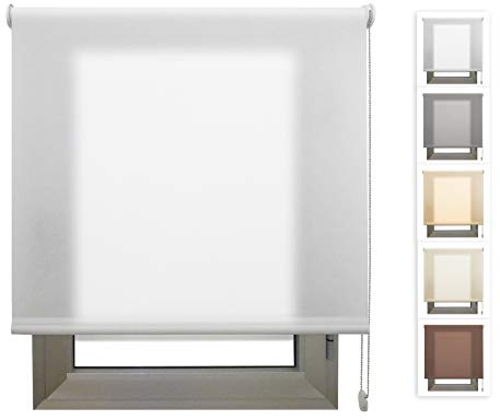 Estor Enrollable Translúcido Blanco a Medida – Luz Natural con Privacidad Día y Noche – Persiana para Ventanas, Puertas, Balconeras, Cocina u Oficina – Instalación en Pared, Techo o Lateral