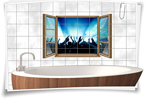 Medianlux Fliesen-Aufkleber Fliesen-Bild Fenster Party Disco Hände Lichter Event Konzert Star VIP Bad WC Aufkleber Folie Deko Digitaldruck Sticker, 90x58cm, 15x20cm (BxH) wb22fb812-129639