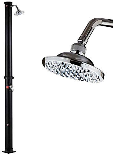BAKAJI Douche Solaire pour Jardin, Piscine, extérieur, Camping, réservoir 20 l avec Pomme de Douche réglable, mélangeur d'eau Chaude, raccord Tuyau de Jardin, Dimensions 220 x 16,5 x 16,5 cm
