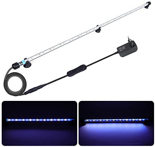 MLJ LED 18-112 cm für Fisch Tank Aquarium Leuchte Wasserdicht Aquarium Aquarium Beleuchtung, Lampe Stecker EU Unterwasser LED-Lichtbalken (Weiß und Blau, 112 cm)