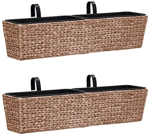 LIFTRR Home & Garden Lot de 2 pots de fleurs en jacinthe d'eau Marron