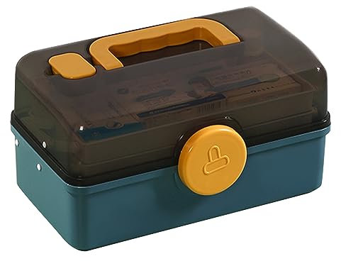 Medikamenten Aufbewahrung, 3 stöckige Apothekerschrank Hausapotheke Medizinbox, Medikamenten Organizer Groß Box Abschließbar, Multifunktions Medizinkoffer Mit Tragegriff (Blue, mittlere Größe)