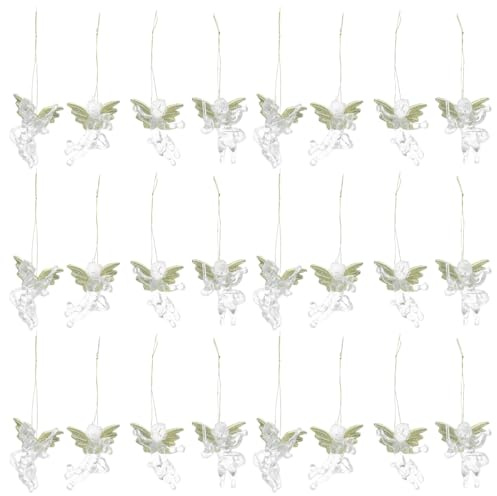 Luxshiny Adornos para ÁRbol De Navidad 24 Piezas Colgantes De ÁNgel De PláStico 2.4 Pulgadas para Árbol de Navidad Hogar Fiesta