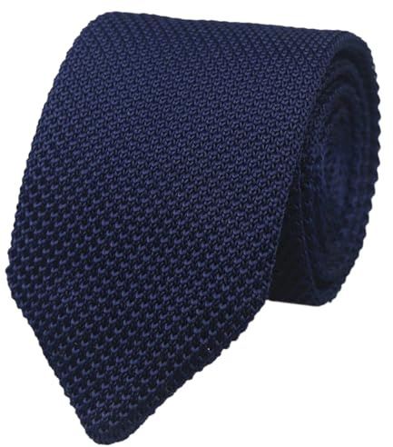 Rosiika Men Woven Silk Midnight Navy Blue Skinny Tie Texture Slim Plain Necktie for Big Boys