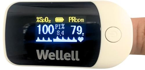 Pulsioxímetro Digital de Dedo BiPPEX Plus de Wellell. Medidor de Oxígeno en Sangre. Pulsómetro de Dedo Profesional. Medidor de BPM. Medidor de Saturación de Oxígeno.