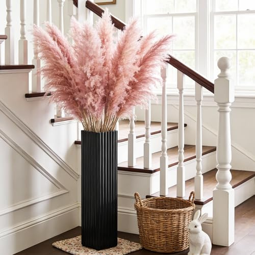 27.5 Inch Tall Floor Vase, Modern Black Resin Vase for Living Room Decor, Waterproof Sturdy Design, Elegant Home Office Decoration