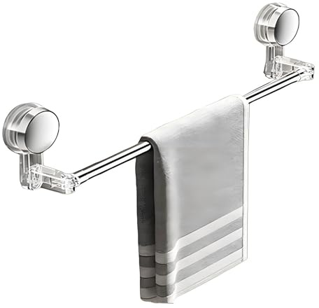Porte Serviette d'angle Réglable, Barre Porte Serviette Gain De Place pour Salle De Bain Ou Cuisine, Porte Serviette Télescopique avec Ventouses Puissantes(Transparent,50-100cm)