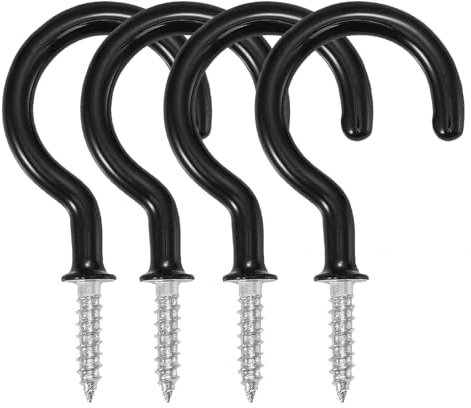 Irunfast 100PCS Metal Ceiling Hooks, 47mm/1.85 Inch Cup Screw in Hooks Plastic Coated Steel Ceiling Hook Vinyl Utility Hook Wall Hook for Hanging Plants, Mugs, Wind Chimes, Kitchen