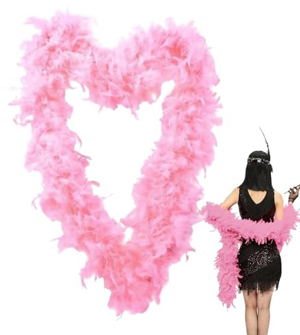 Vgvgaj Fjäderboa, kalkondekoration, fjädergirlang i rosa – Dress Up Party Favors Fjäderboas, kostymtillbehör för bröllop, dans, fest, halloween, cosplay