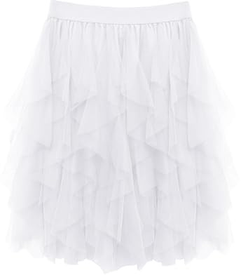 Wikoan Falda para Mujer Falda Asimétrica de Tul Falda de Malla Princesa Mujer Informal de Moda,Blanco,S-M