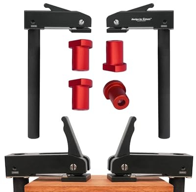 2 Pack Large MFT Bench Holdfast Clamps With 4 Bench Dogs, 3/4 Desktop Quick Acting Hold Down Clamp Adjustable Fast Fixed Clip, Aluminum Alloy Benchtop Quick Clamps for Wood Carving, Routing, Sanding