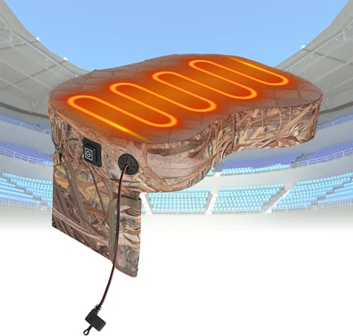 SUNGOOYUE Cojín Calefactable para Silla de Estadio, Ajustable en 3 Niveles, Calentador para Acampar Al Aire Libre, Cojín Portátil para Silla con Calefacción para Juegos de Fútbol, pesca, Tela