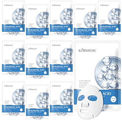 12 Piezas Mascarilla de Hidrogel Hialurónico, Mascarilla Hidratante Facial, Daily Care mascarilla Facial, Hidratante Profundo, Antiarrugas, Skincare Set para Mujeres Adolescente
