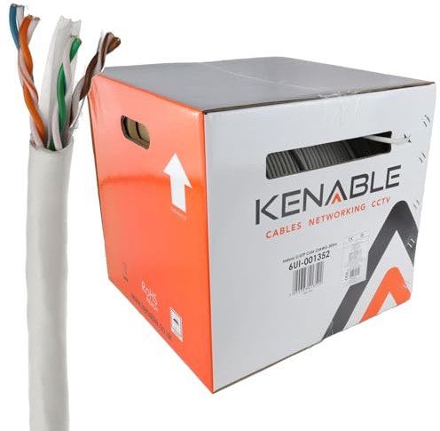 kenable CAT6 Ethernet Cable Reel 305m Full Copper 23AWG UTP Network Cable Box for Gigabit Internet Indoor Installation Grey 1000ft