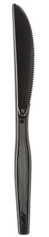 Dixie Individually Wrapped 7 Medium-Weight Black Plastic Knife by GP PRO (Georgia-Pacific), KM5W540, (90 Knives Per Box, 6 Boxes Per Case)