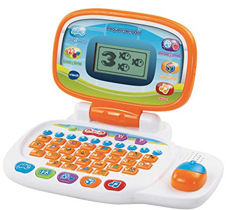 VTech Kleiner Computer, Lerncomputer für Kinder ab 3 Jahren, über 20 Aktivitäten zum Unterrichten von Buchstaben, Zahlen, Tieren, Logik und Musik, Mehrfarbig, ESP-Version